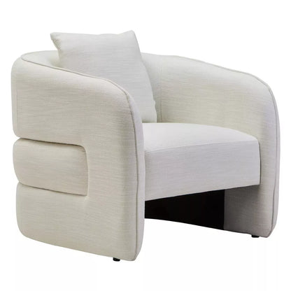 Bilani Linen Effect Curved Chair - Cream