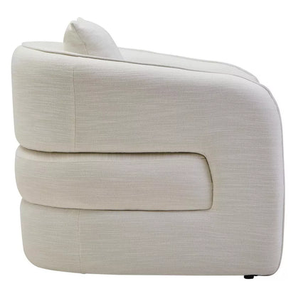 Bilani Linen Effect Curved Chair - Cream