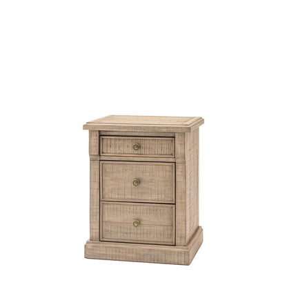 Newbury 3 Drawer Bedside Table - Natural