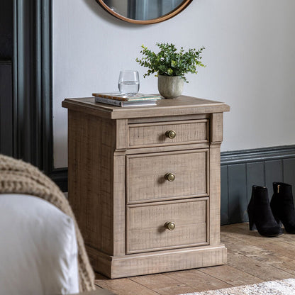Newbury 3 Drawer Bedside Table - Natural