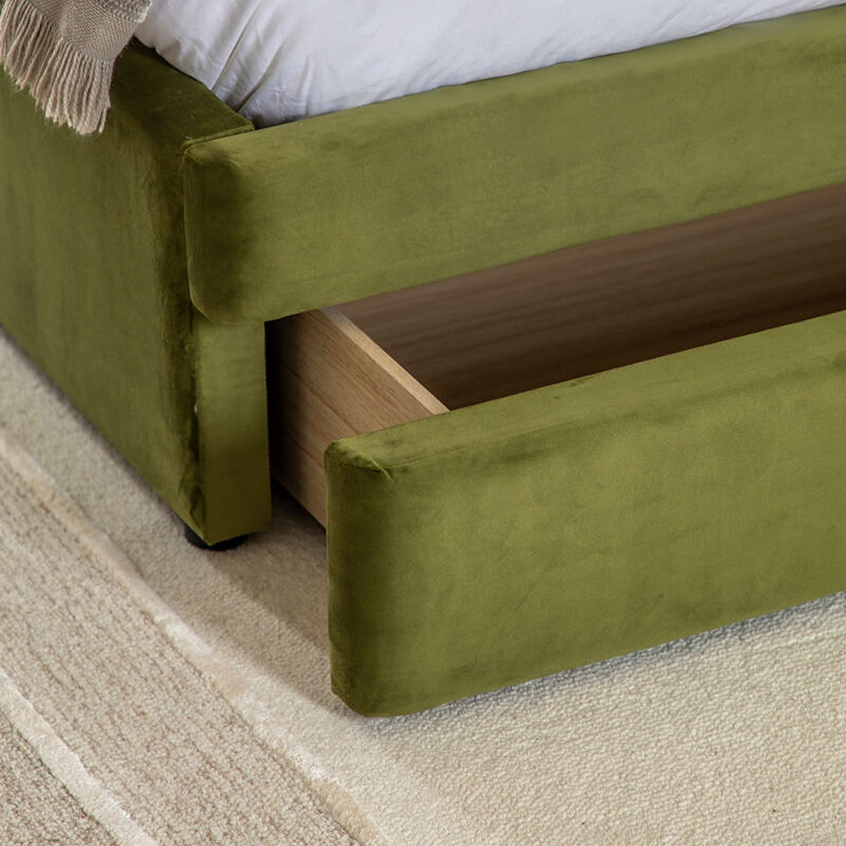 Donato King Size Bed - Olive Green