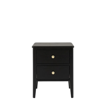Acton 2 Drawer Bedside Table - Black