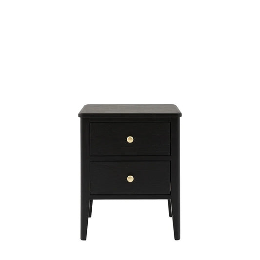 Acton 2 Drawer Bedside Table - Black