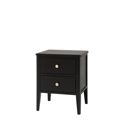 Acton 2 Drawer Bedside Table - Black