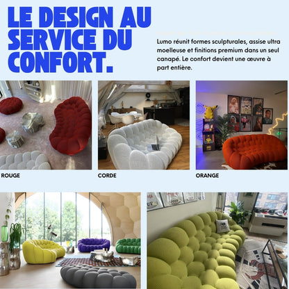 Compressed Bubble Sofa by Lumo in Vibrant Orange: Space-Saving Design