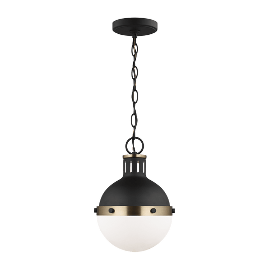 Hanks One Light Mini Pendant - Midnight Black with White Glass
