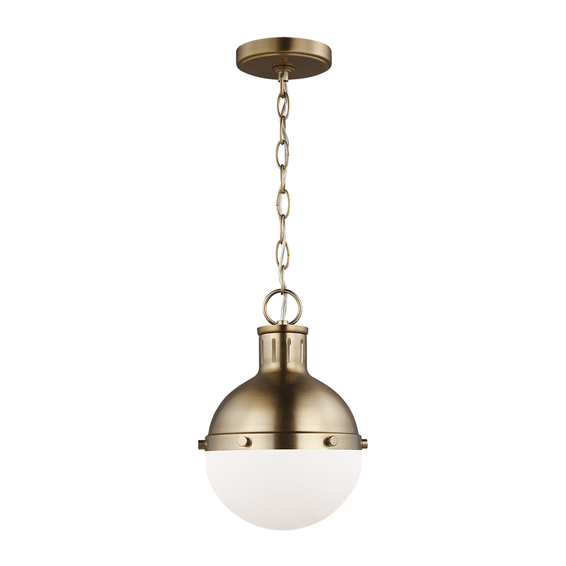 Hanks One Light Mini Pendant - Satin Brass with White Glass