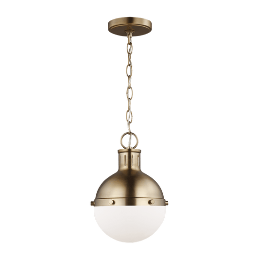 Hanks One Light Mini Pendant - Satin Brass with White Glass