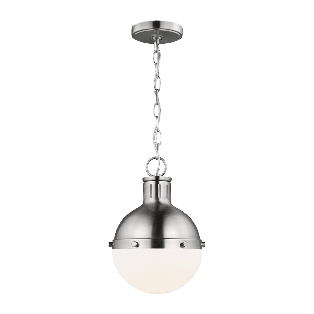 Hanks One Light Mini Pendant - Brushed Nickel with White Glass