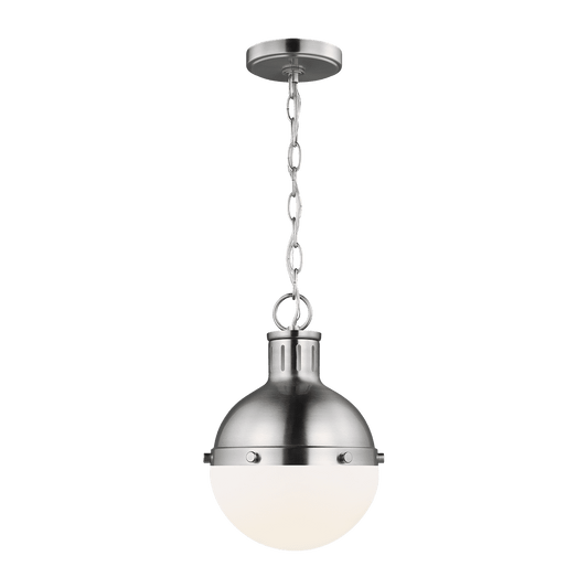 Hanks One Light Mini Pendant - Brushed Nickel with White Glass