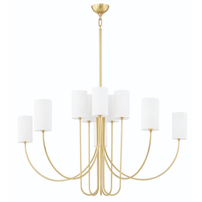 0 10 Light Chandelier - Aged Brass