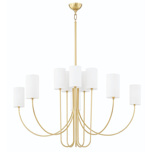 0 10 Light Chandelier - Aged Brass