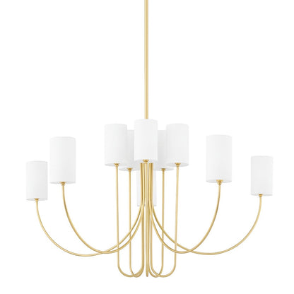 0 10 Light Chandelier - Aged Brass