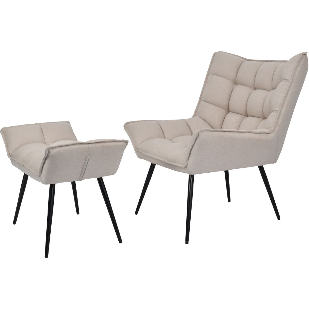 Chrishall Occasional Chair with Footstool - Oatmeal Fabric