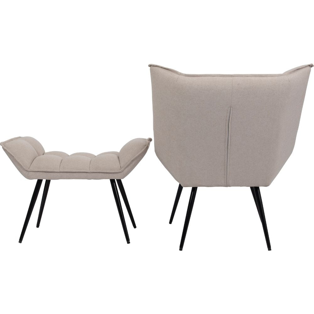 Chrishall Occasional Chair with Footstool - Oatmeal Fabric