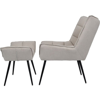 Chrishall Occasional Chair with Footstool - Oatmeal Fabric