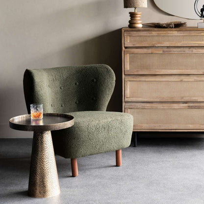 Lewis Wingback Occasional Chair - Hunter Green Boucle