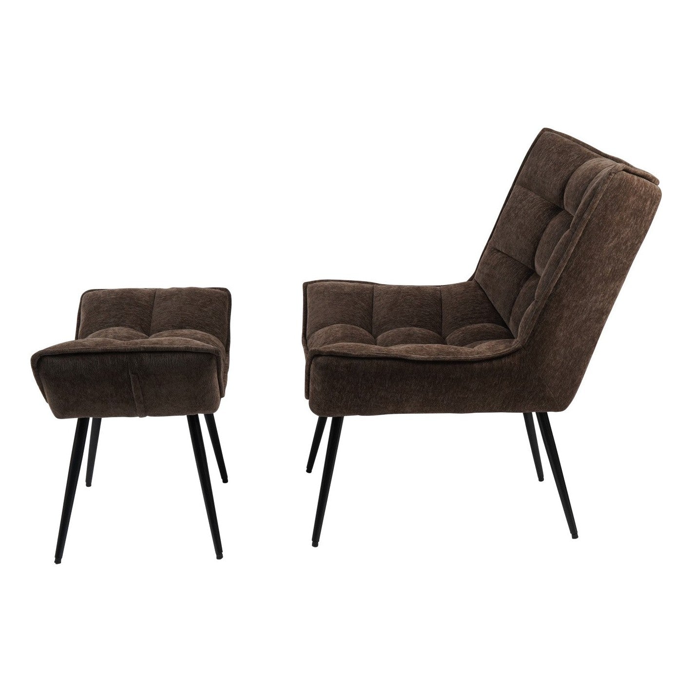 Chrishall Occasional Chair with Footstool - Brown Velour