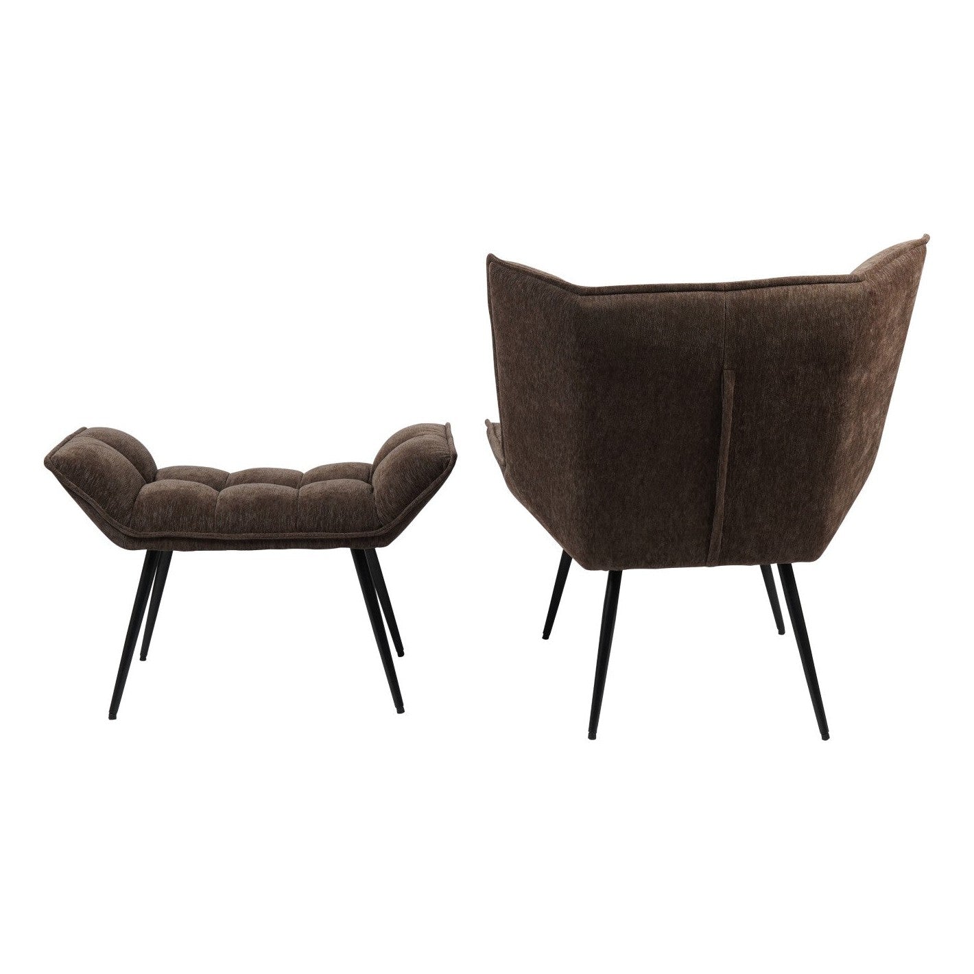 Chrishall Occasional Chair with Footstool - Brown Velour