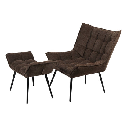 Chrishall Occasional Chair with Footstool - Brown Velour
