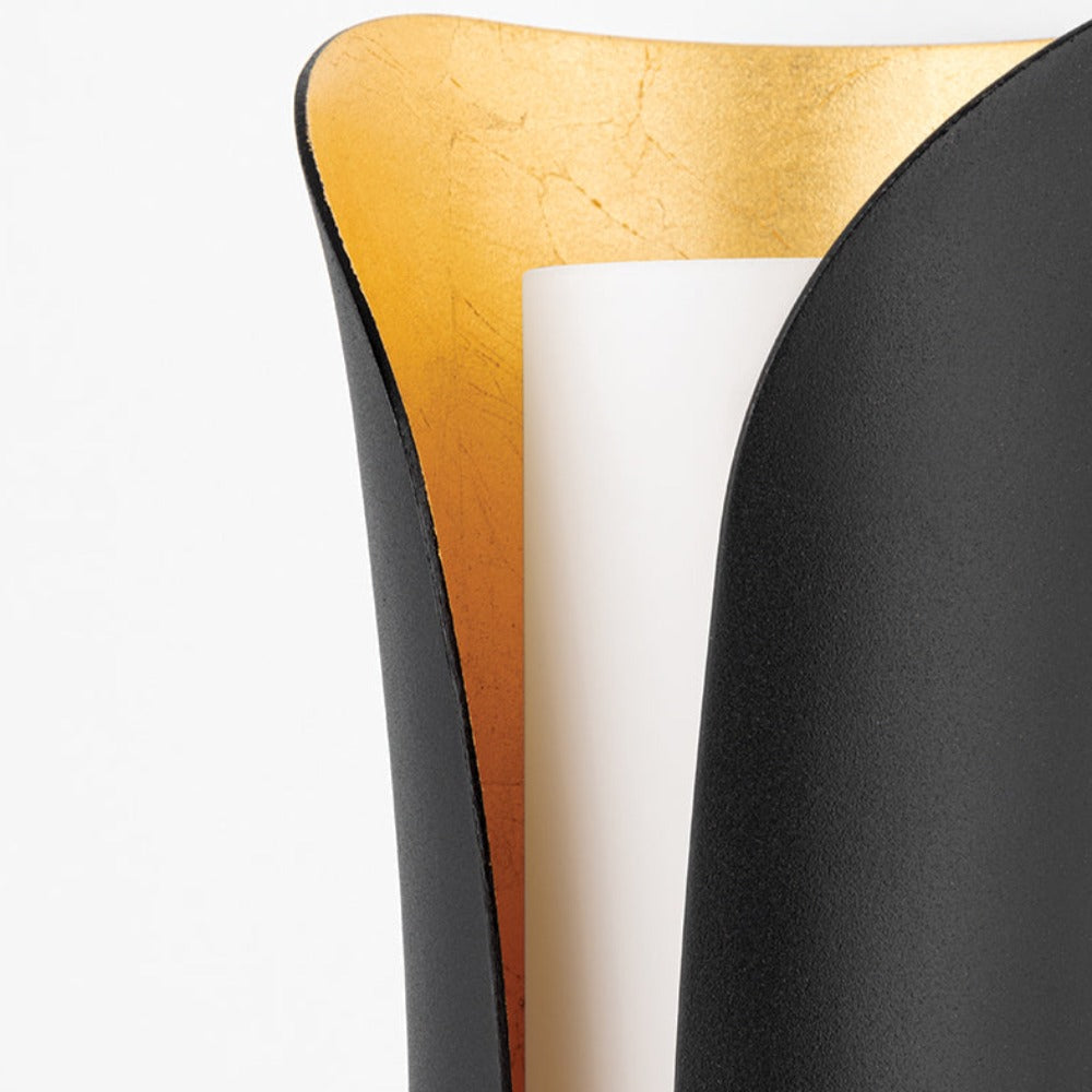 Josie 2 Light Wall Sconce - Black & Gold Leaf