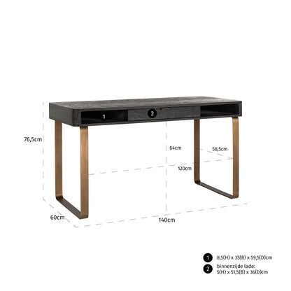 Blackbone Desk - Brushed Gold