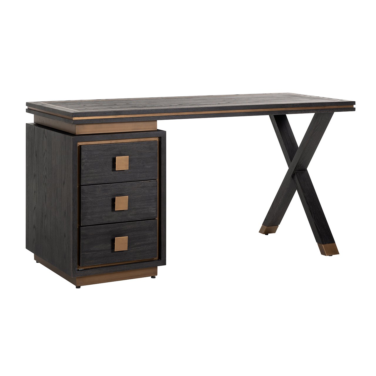 Hunter 3 Drawer Desk - Black