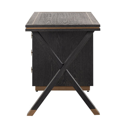 Hunter 3 Drawer Desk - Black