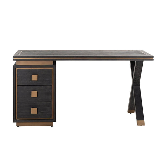 Hunter 3 Drawer Desk - Black