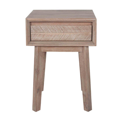 Melville Acacia Wood 1 Drawer Bedside Unit - Sand Wash