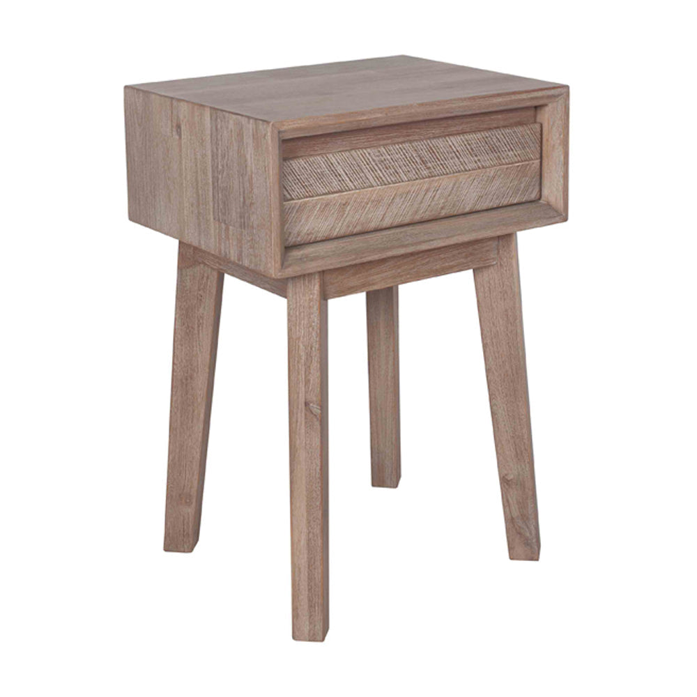 Melville Acacia Wood 1 Drawer Bedside Unit - Sand Wash