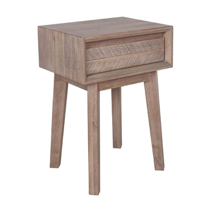 Melville Acacia Wood 1 Drawer Bedside Unit - Sand Wash