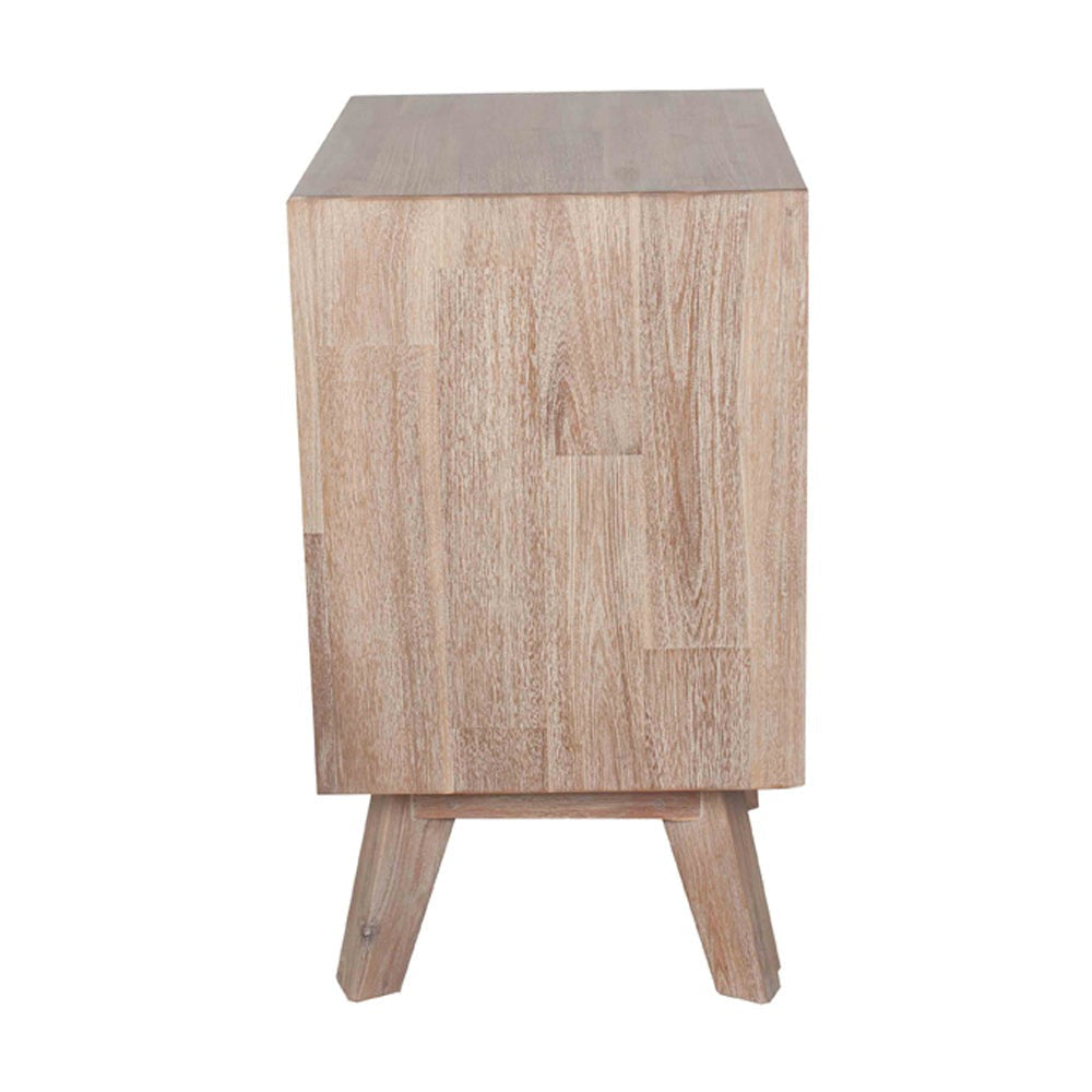 Melville Acacia Wood 3 Drawer Bedside Unit - Sand Wash
