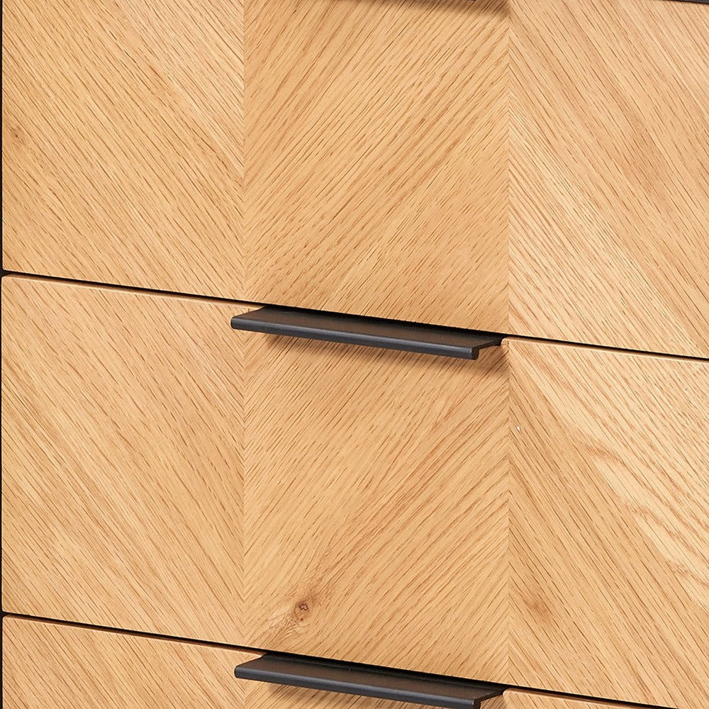 Haro Chest of Drawers - Black & Natural Chevron Oak & Pine Wood
