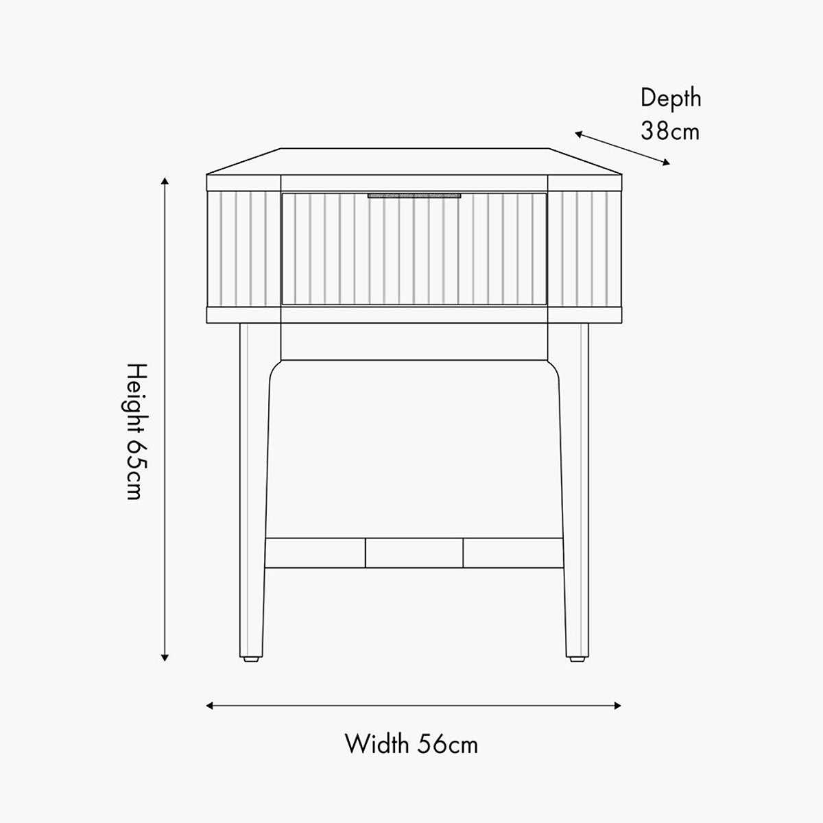 Raye Bedside Table - Dark Brown Ribbed Oak & Pine Wood