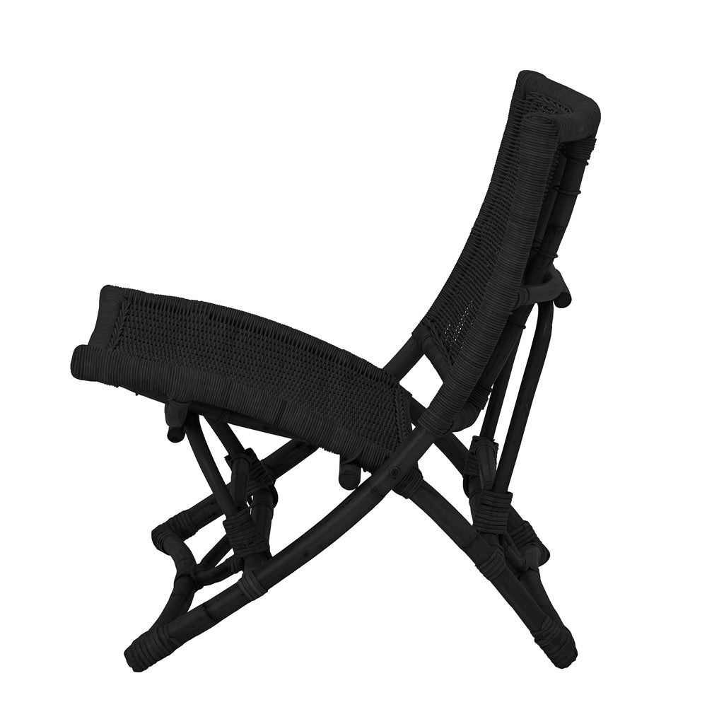 Baz Rattan Lounge Chair - Black