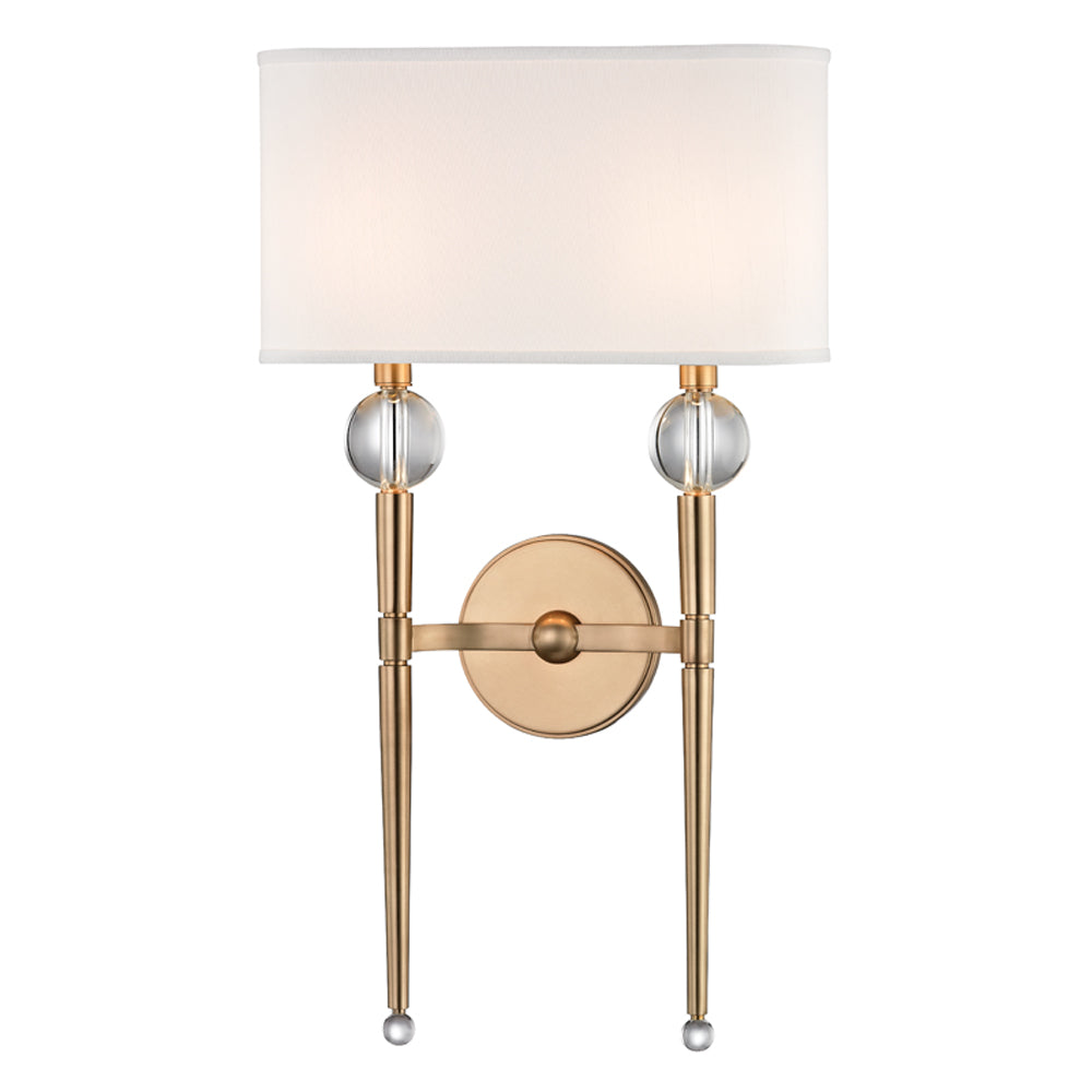 Rockland Wall Light - Aged Brass & Off White