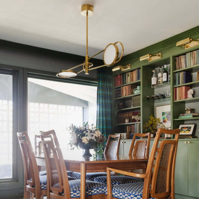 Jervis 2 Light Pendant Light - Aged Brass & Off White