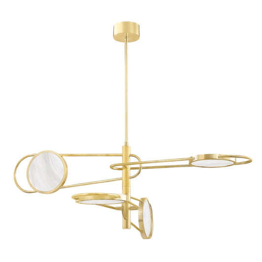 Jervis 4 Light Pendant Light - Aged Brass & Off White