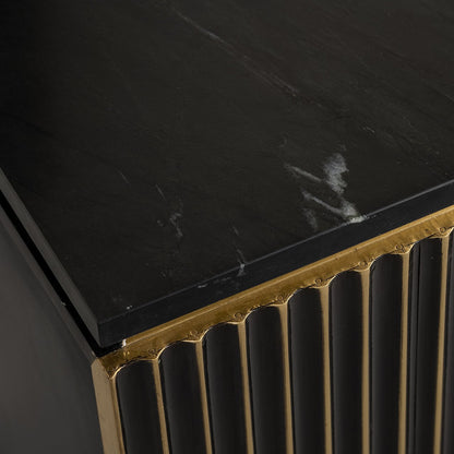 Les Arcs 1 Door Marble Top Bedside Table - Brushed Gold