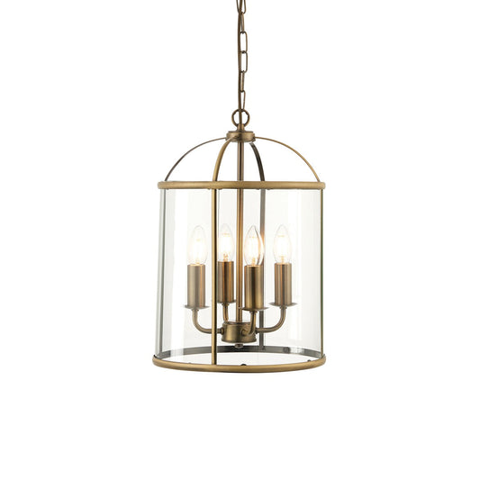 Lambeth 4 Lantern Pendant Light - Antique Brass