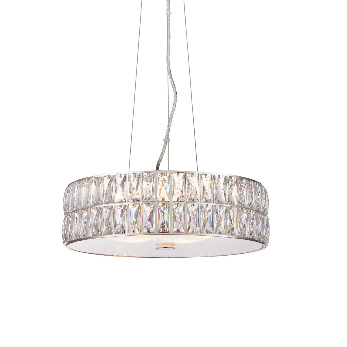 Verina Round Crystal Pendant Light - Chrome