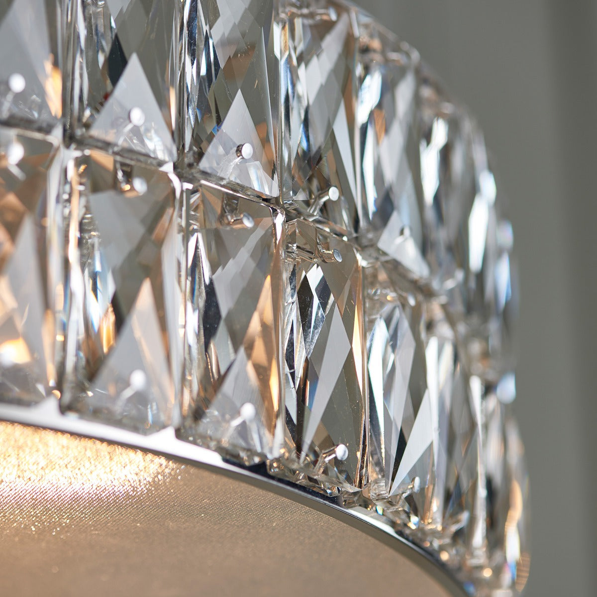 Verina Round Crystal Pendant Light - Chrome