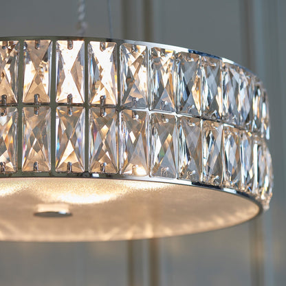Verina Round Crystal Pendant Light - Chrome