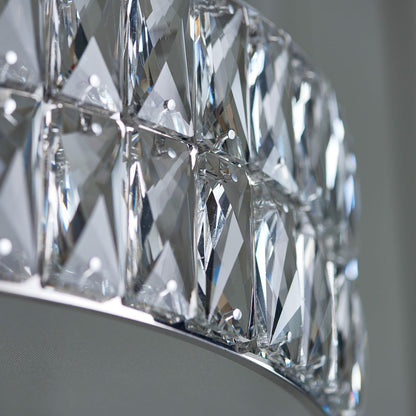 Verina Round Crystal Pendant Light - Chrome