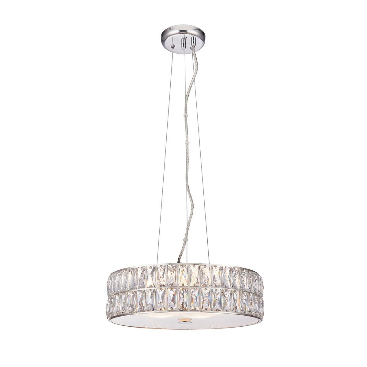 Verina Round Crystal Pendant Light - Chrome