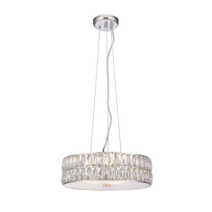 Verina Round Crystal Pendant Light - Chrome