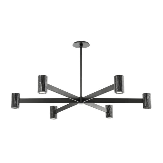 Predock 6 Light Chandelier - Black Brass