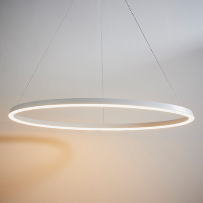 Staten Hanging Circle Pendant Light - White