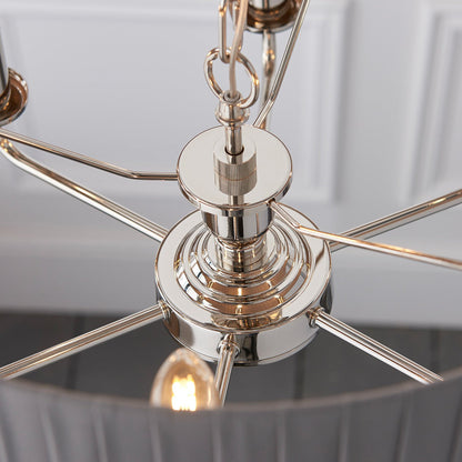 Highclere 6 Pleated Pendant - Nickel